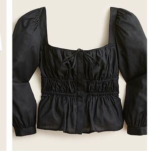 J. Crew Cinched-waist top in herringbone cotton